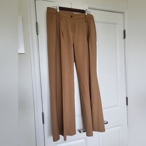THE LIMITED Camel Cassidy Fit Wide Leg Pleated Pants with Belt Loops Size 12